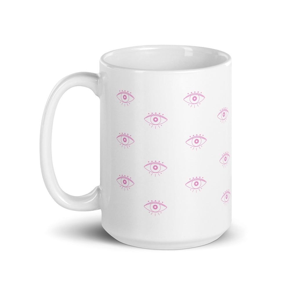 Evil Eye Mug - Protection - 15 oz - Pink