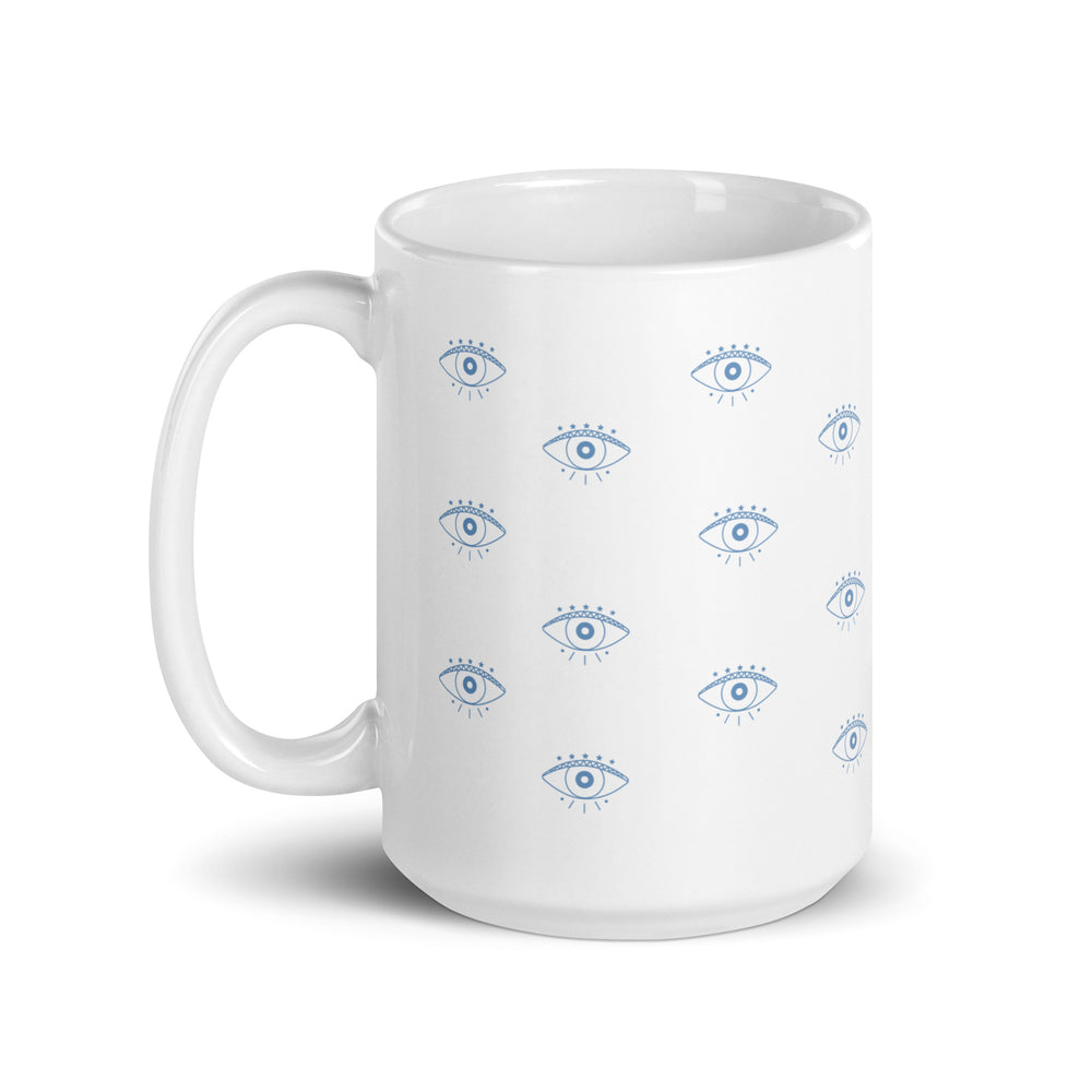 Evil Eye Coffee Mug - Protection - 15 oz Blue